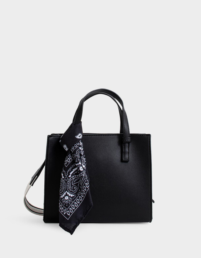 City Boho Cartera City Con Pañuelo - Negro