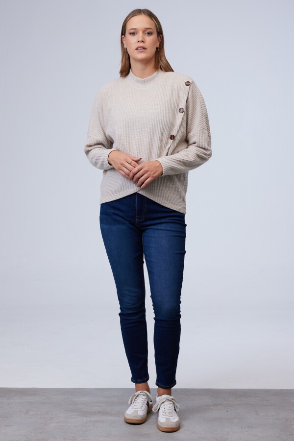 Buzo Cruzado Botones BEIGE