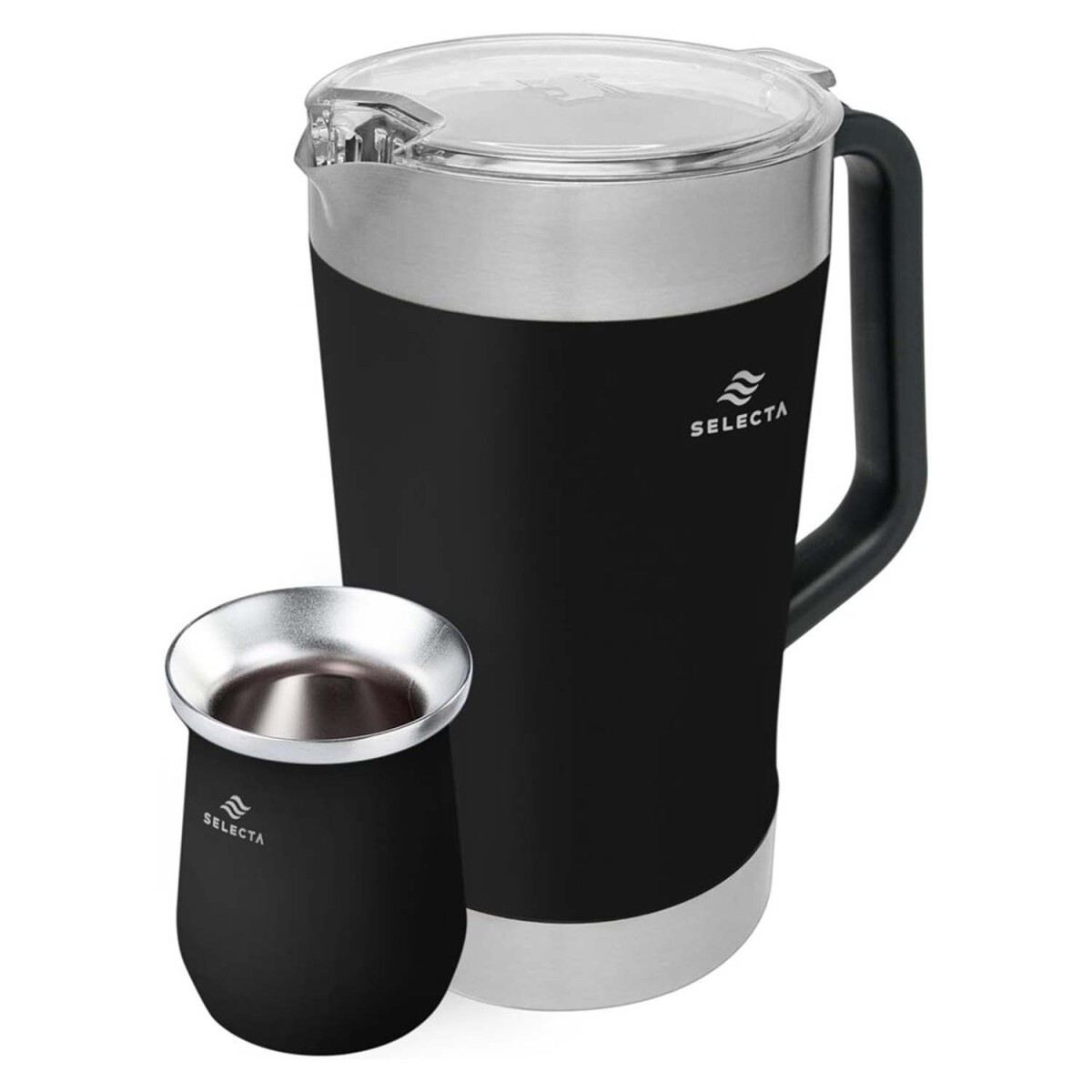 Set Jarra Térmica 1.9Lt + Mate 330Ml Acero Inox Doble Pared - Negro 