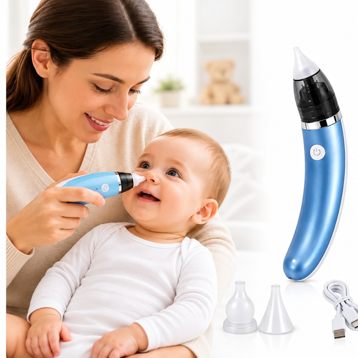 Aspirador nasal electrico - azul 