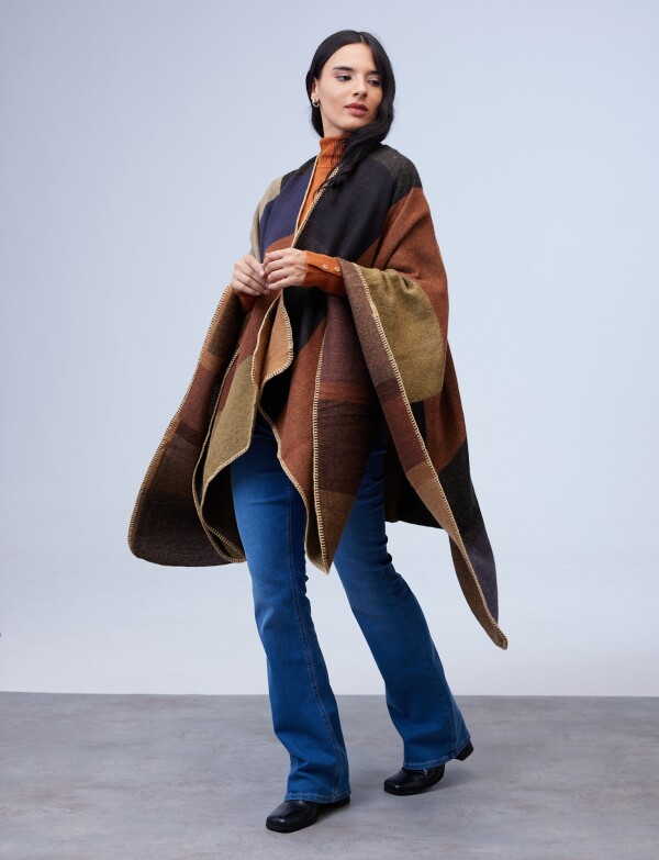 Ruana Colorblock TOSTADO/MULTI