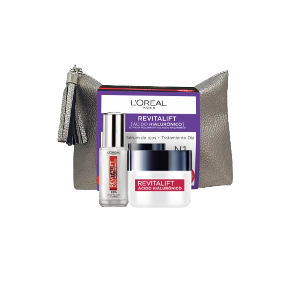 Pack rutina L´oreal + necessaire - Revitalift Ácido hialurónico serum +crema día 