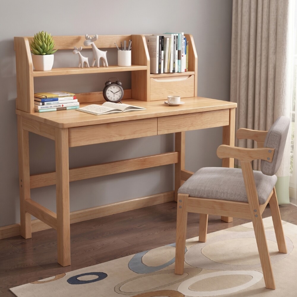 Escritorio con estantes Madera natural Escritorio con estantes Madera natural