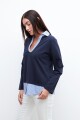 Sweatshirt con camisa azul marino