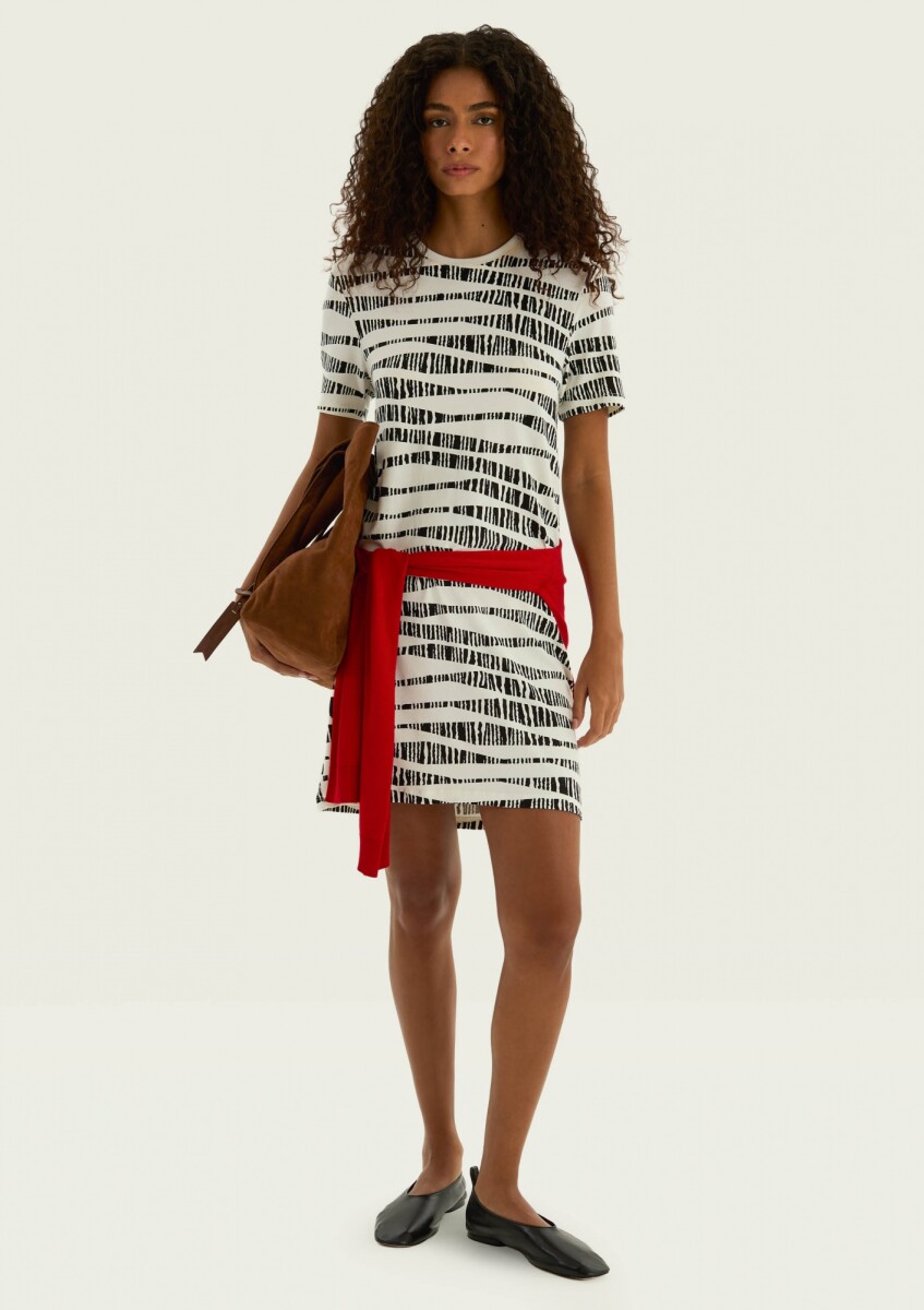 VESTIDO CORTO ESTAMPADO - BLANCO 
