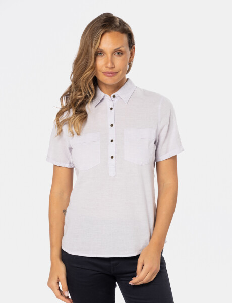 CAMISA DE LINO MEDIO BOTÓN Lila