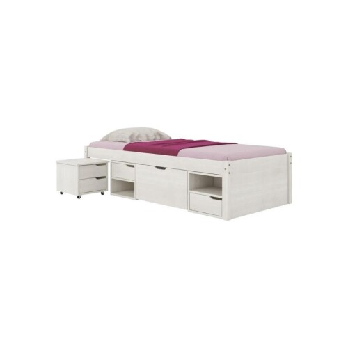 Cama Madera Maciza Con Cajones - 1 plaza - Linea charme Blanco