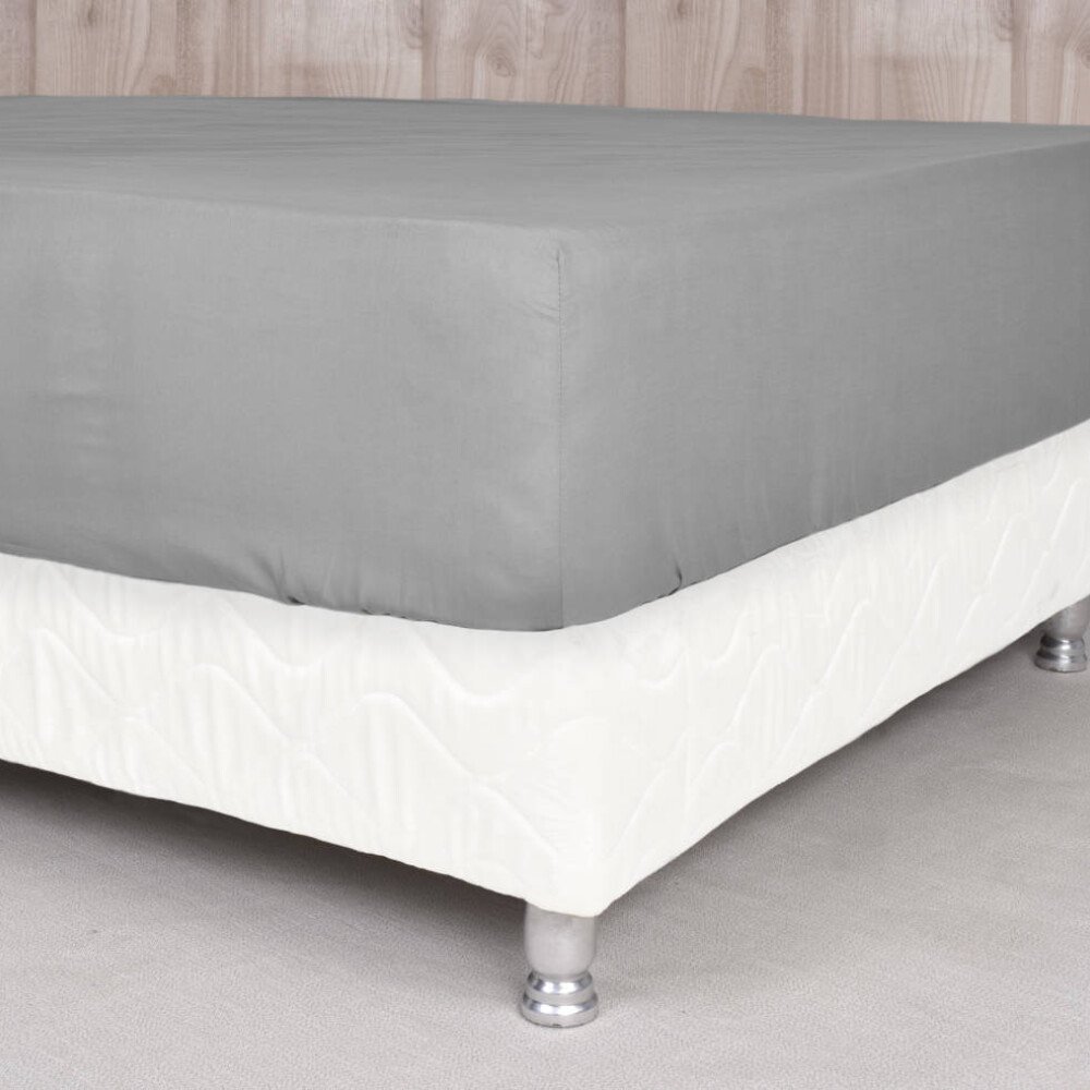 Sábana ajustable 200 hilos Basic Color Gris (Altura del Colchón: 30 cm) Twin