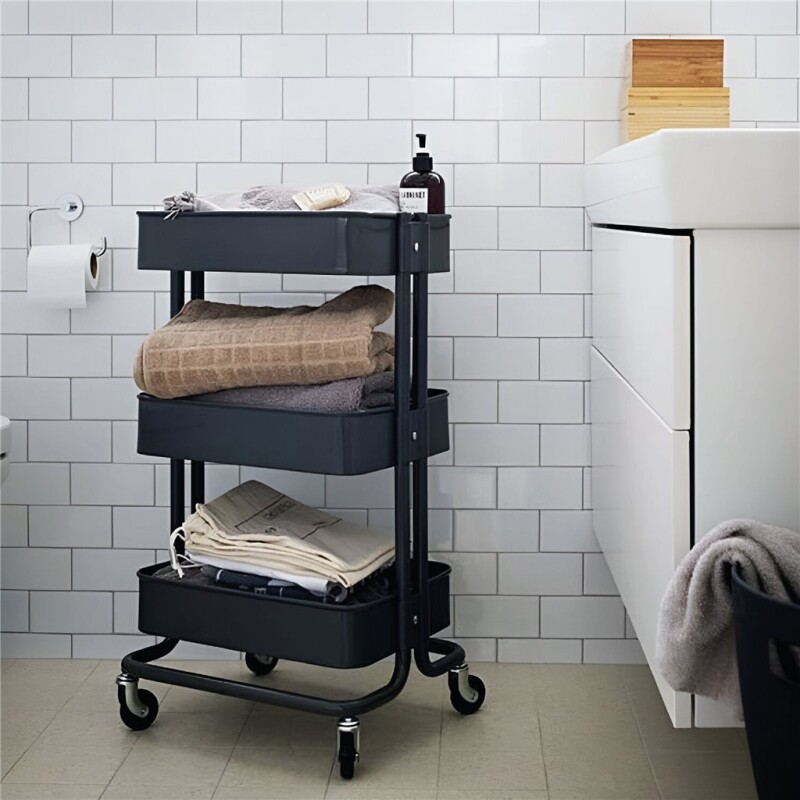 CARRITO MULTIUSO HIERRO 44.5x30.5x75CM NEGRO CARRITO MULTIUSO HIERRO 44.5x30.5x75CM NEGRO