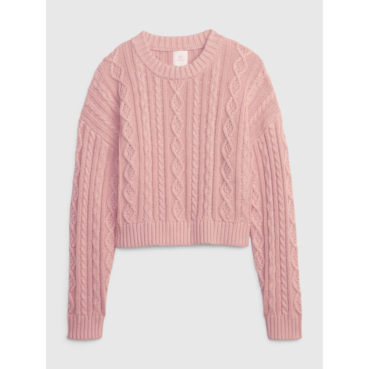 LSF CABLE KNIT CREW NK - PINK STANDARD 