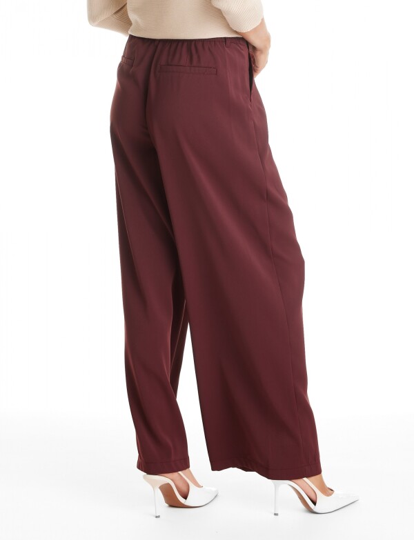 Palazzo Con Doble Botón & Cintura Elástica BORDEAUX