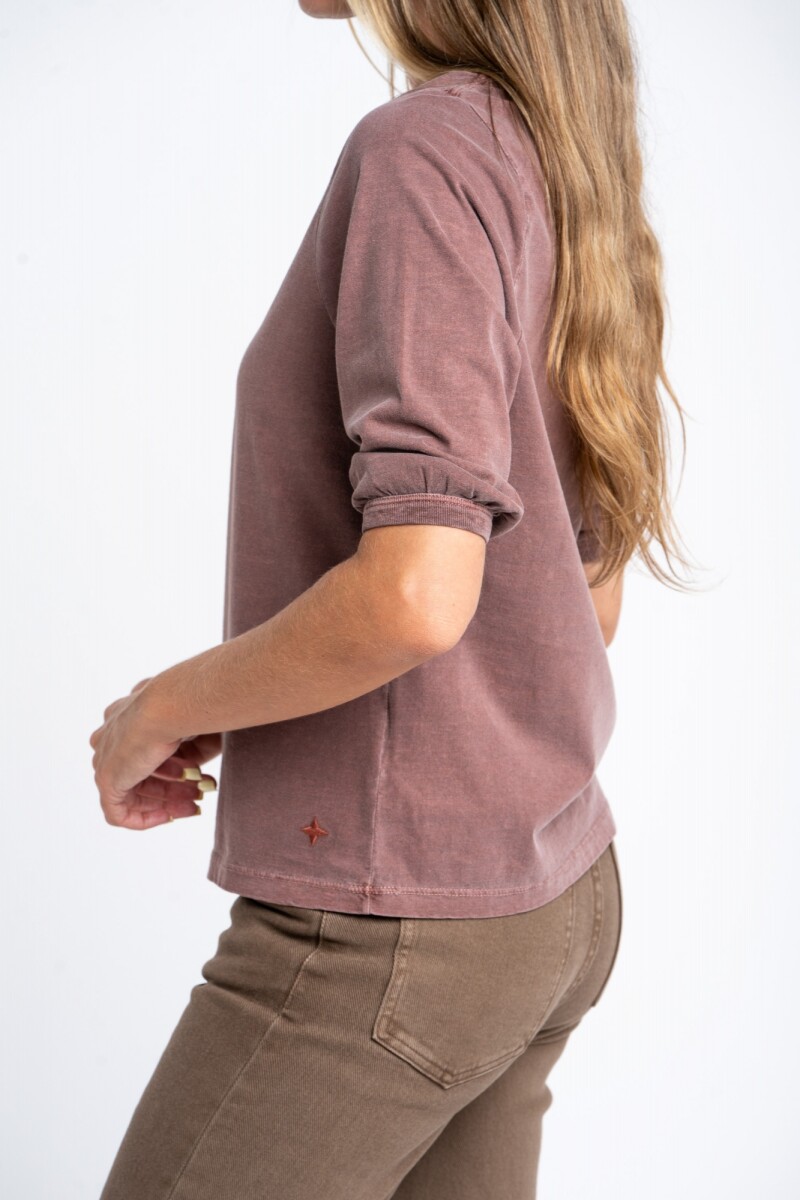 Remera Algodón Manga Globo Chocolate