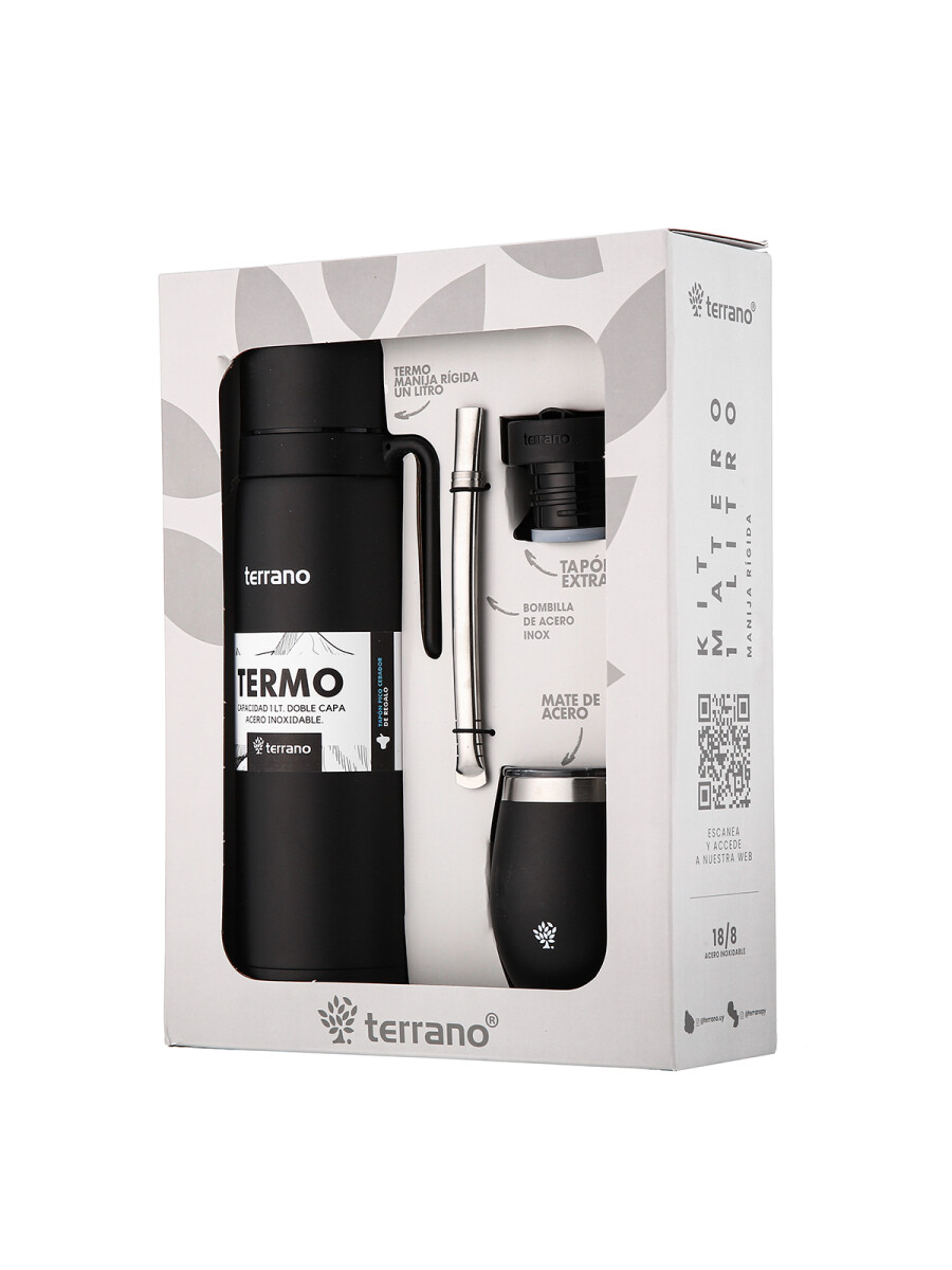 Kit Termo Manija Rígida + Mate con Tapa y bombilla - Negro 