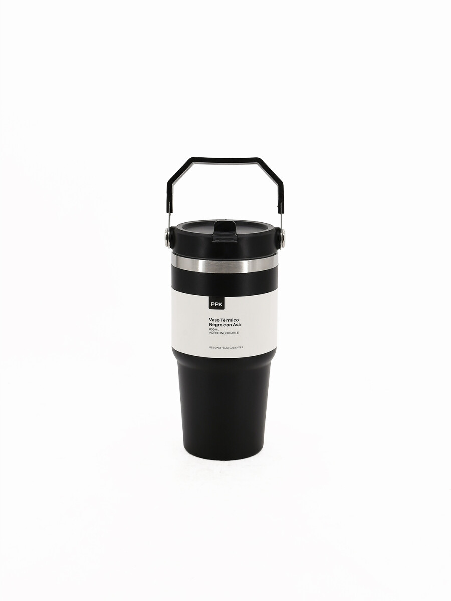 VASO TERMICO CON ASA 600ML - NEGRO 