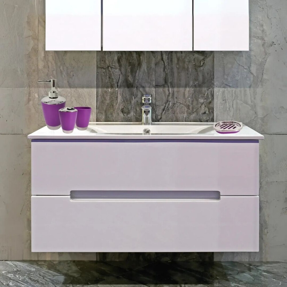 Set De 4 Accesorios Para Pileta De Baño Violeta
