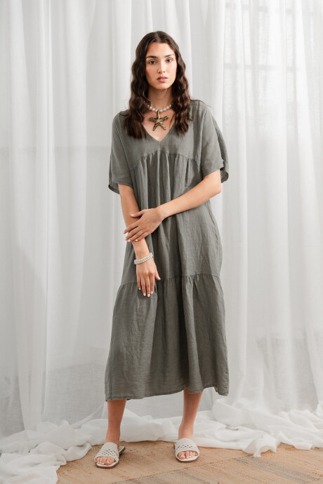 Vestido Giardino Verde Oliva Oscuro