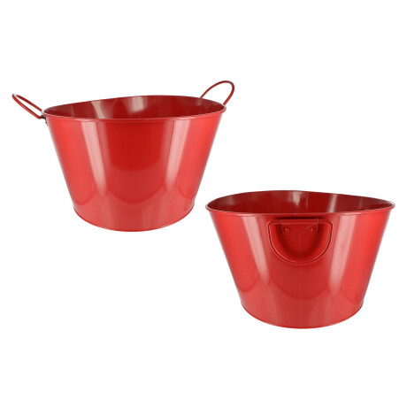 Balde de metal rojo con asas para botellas 39x30x23cm Balde de metal rojo con asas para botellas 39x30x23cm