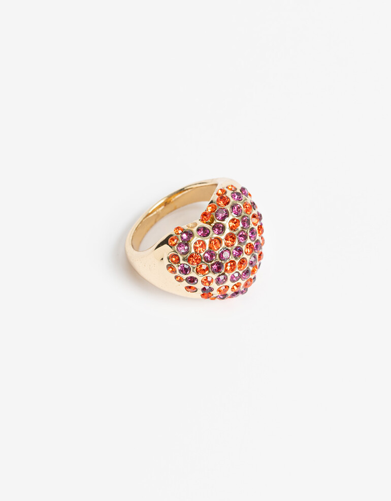 Anillos Medianos y Grandes Navidad Anillo Corazón De Strass - Combinacion Bicolor