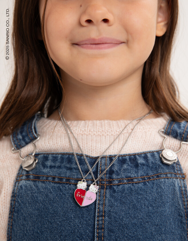 Collares Infantiles Licencias Set De Collares Para Compartir "hello Kitty" - Plateado