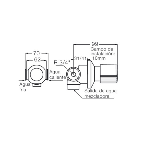 Mezcladora De Pared Cromo Fv 000