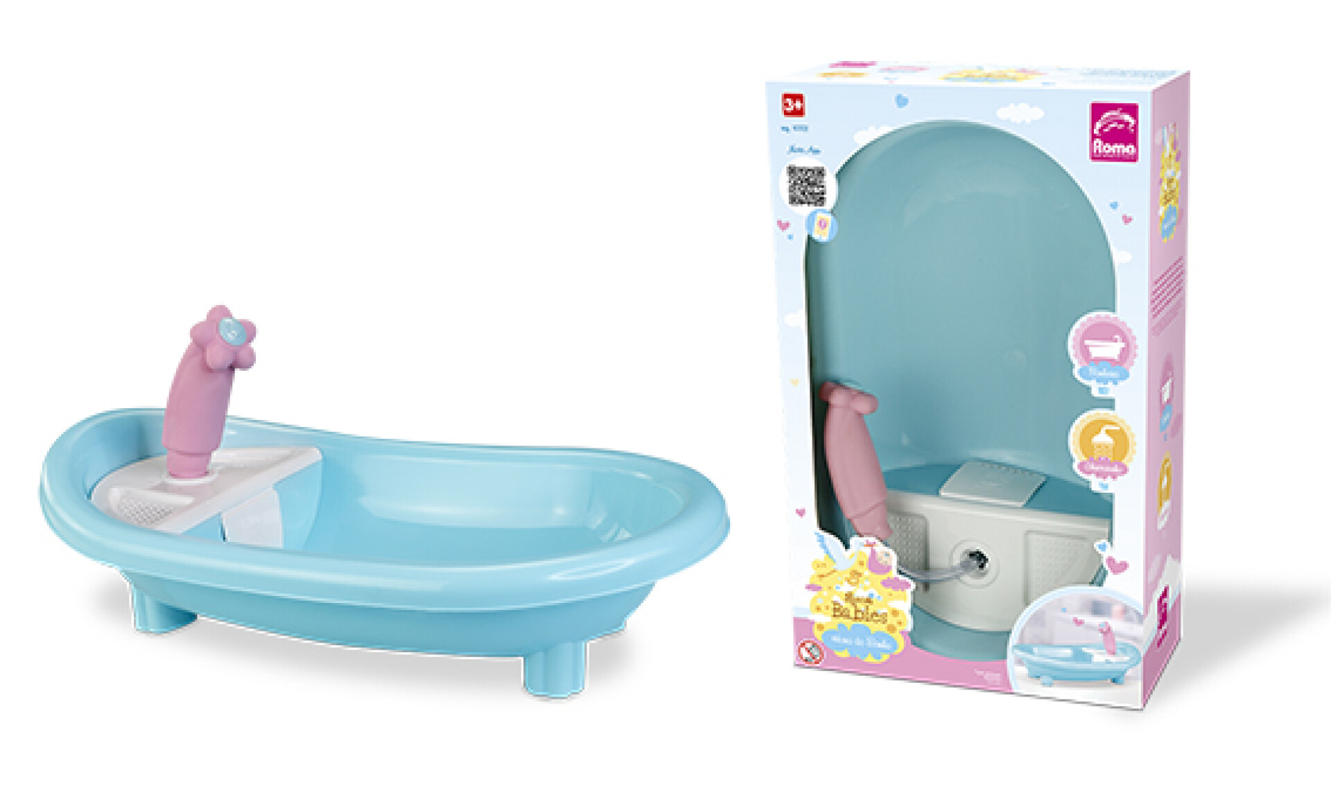 KIT ROMA HORA DEL BAÑO BABIES BAÑERA LANZA AGUA 25X12X41CM CAJA 5002 