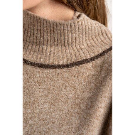 Polera Combinada Beige Melange