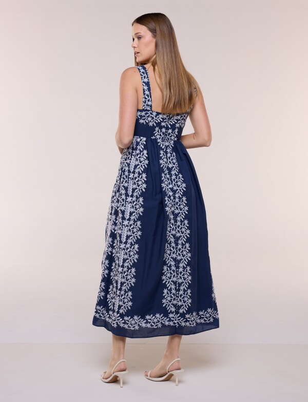 Vestido Bordado BLANCO/AZUL