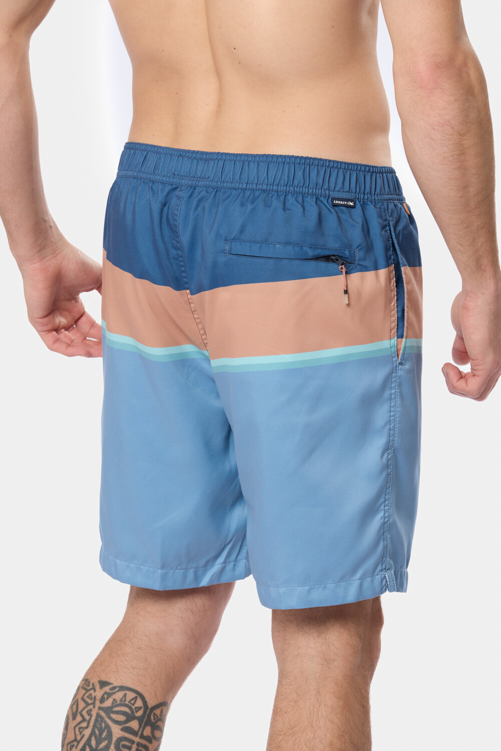 BERMUDA DE BAÑO RAYADA Azul