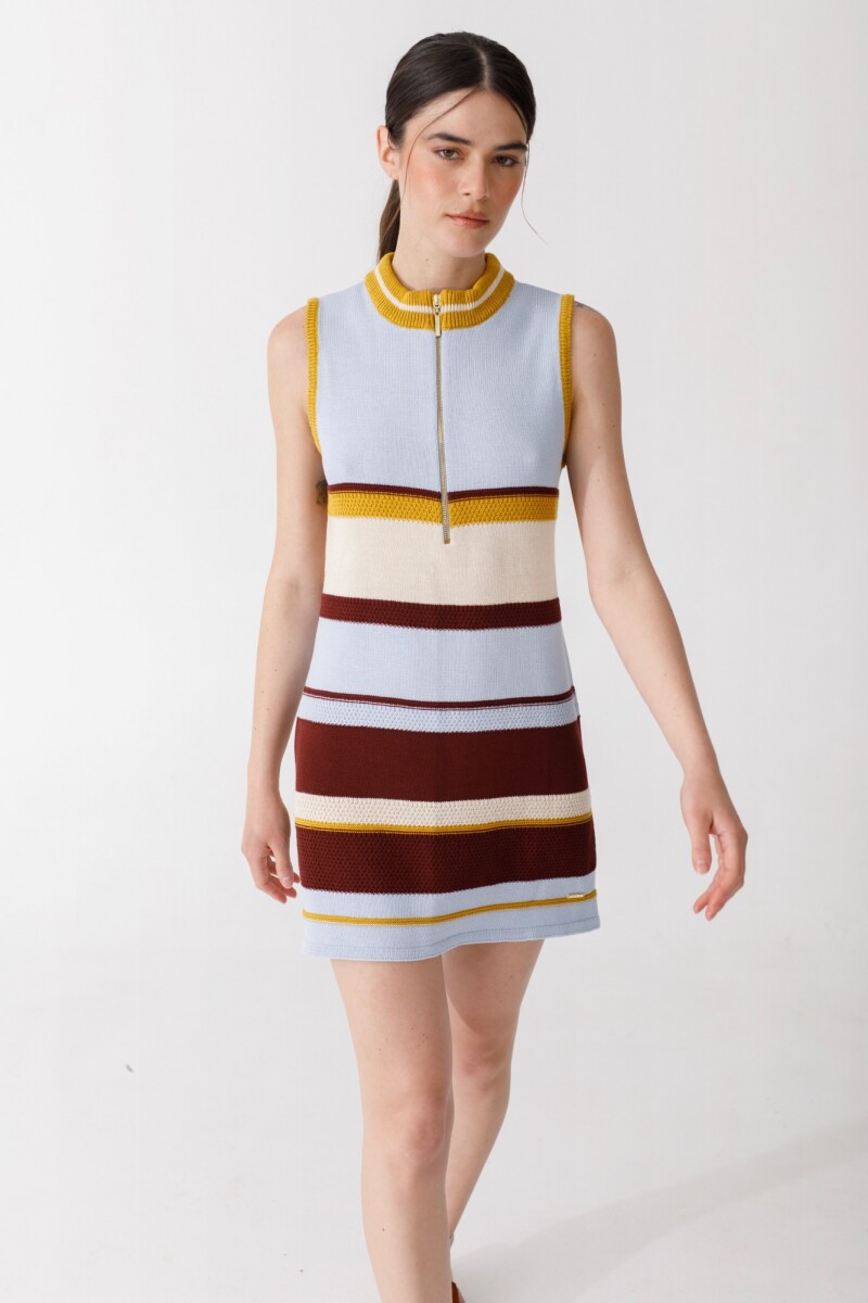 VESTIDO ZIP KNIT Cel Y Choco