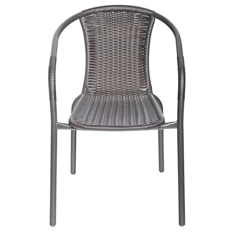 SILLA DE EXTERIOR RATAN PVC Y METAL CON APOYABRAZOS CAFÉ Silla De Exterior Ratan Pvc Y Metal Con Apoyabrazos Café
