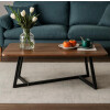 Mesa de Centro Rectangular con Base Cruz de Madera y Metal Mesa de Centro Rectangular con Base Cruz de Madera y Metal