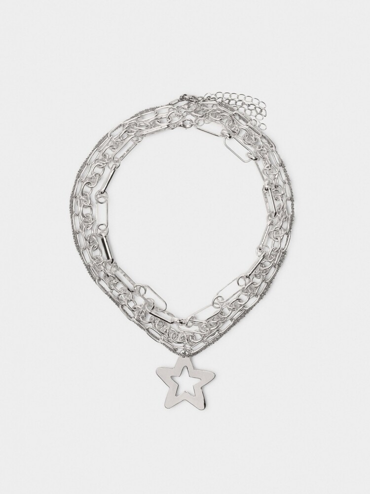 Set De Collares De Eslabones Con Estrella plateado