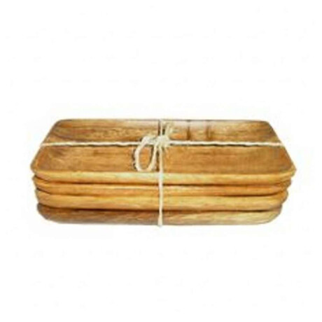 Set X4 Bandejas Chicas Rect. Madera 20X10X2.5Cm Set X4 Bandejas Chicas Rect. Madera 20X10X2.5Cm