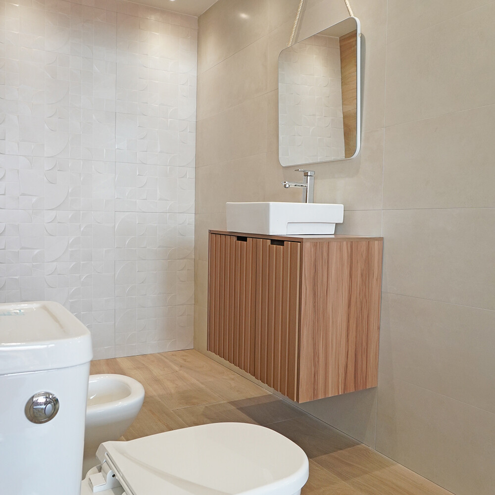 MUEBLE DE BAÑO SUSPENDIDO MODELO NICE 80 CM. COLOR NOGAL/NOCE AMENDOA Mueble De Baño Suspendido Modelo Nice 80 Cm. Color Nogal/noce Amendoa