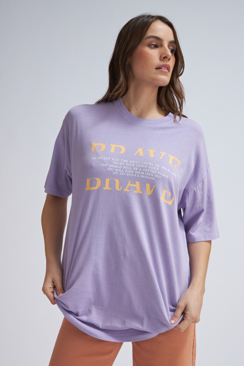 Camiseta larga manga corta estampada Lavanda
