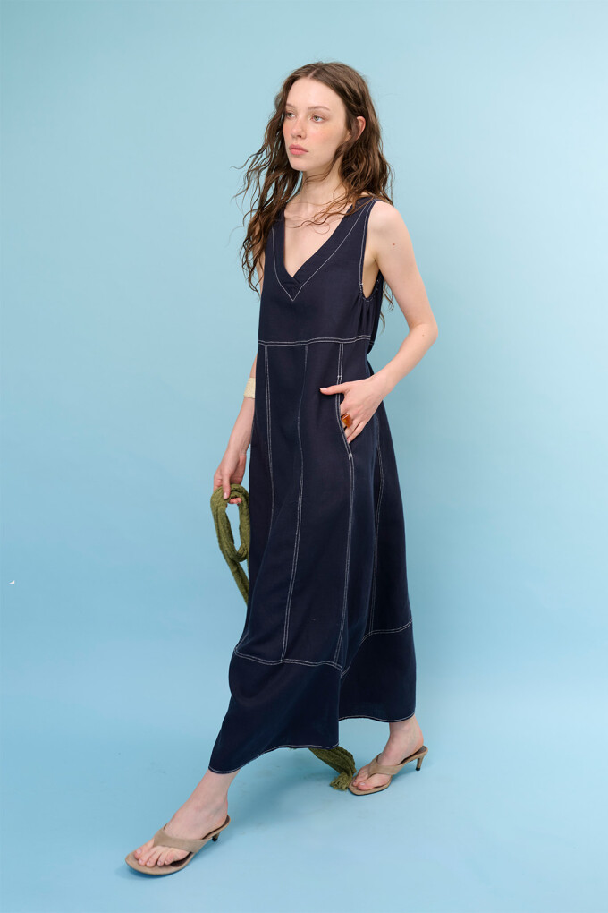 VESTIDO LINO VIVI AZUL