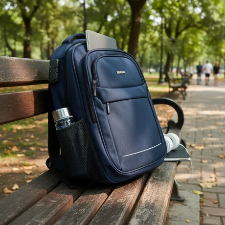 Mochila Sport 18" Para Notebook Candado Integrado Reforzada Azul