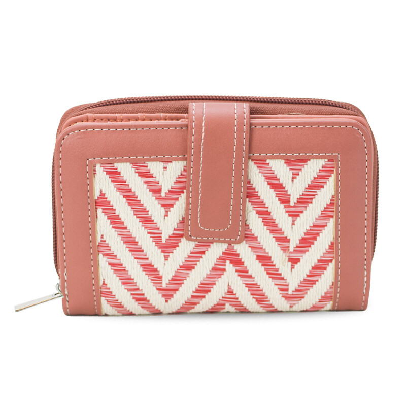 BILLETERA AGNES ZIGZAG CRUDO Y CORAL