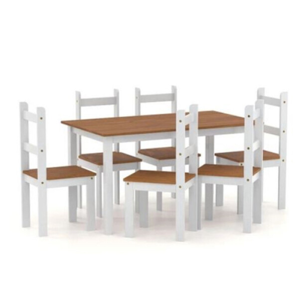 Juego de comedor madera maciza 6 sillas blanco rustico - JULIABL Juego de comedor madera maciza 6 sillas blanco rustico - JULIABL