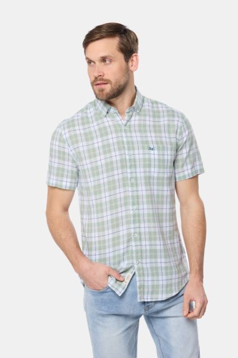 CAMISA DE LINO A CUADROS - Verde 