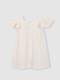 Vestido Con Jaretas Y Tiras Bordadas Blanco