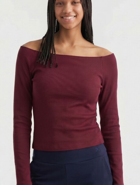 BLUSA JUVENIL DE MANGA LARGA CON HOMBROS DESCUBIERTOS BORDEAUX