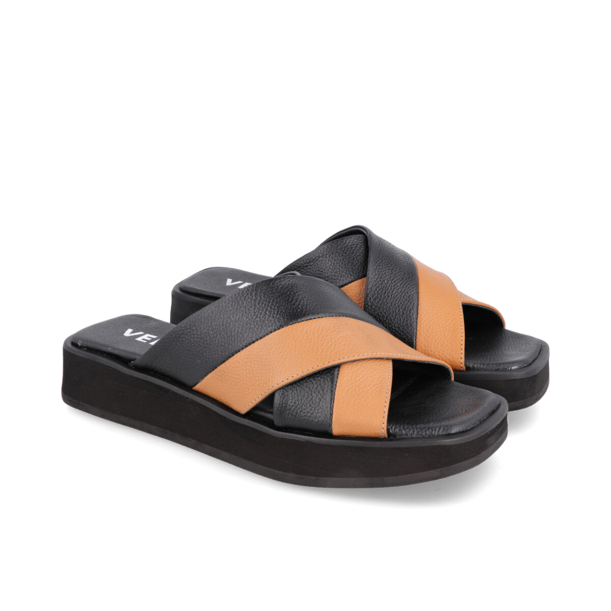 SANDALIAS VENET - CUERO DELMARE - NEGRO 