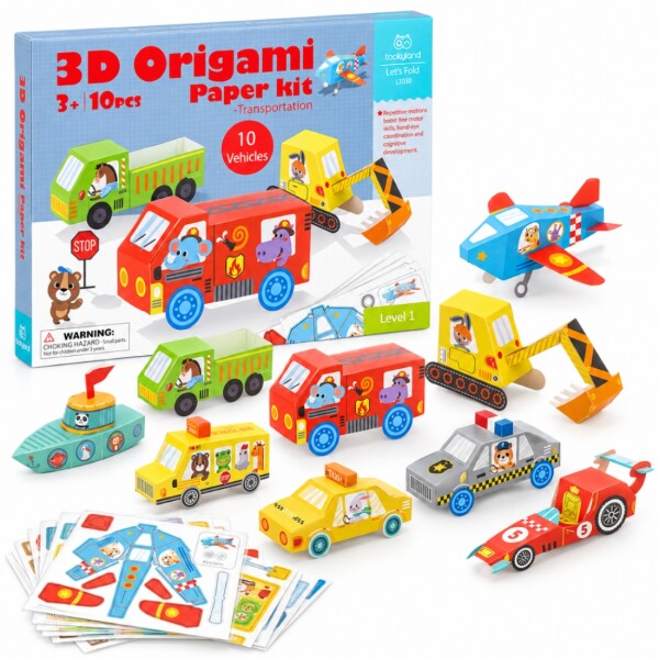 Kit crea tu origami - transporte 3D Kit crea tu origami - transporte 3D