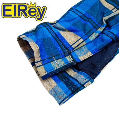 Campera Camisa Abrigo Leñadora Capucha Doble Cierre Azul