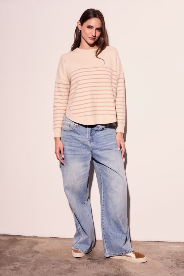 Sweater Rayado Rosa Viejo