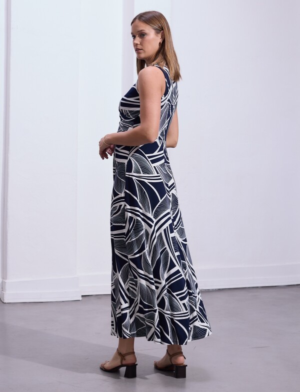 Vestido Maxi Keyhole Metal AZUL/BLANCO