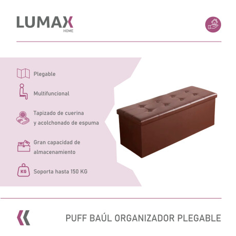 Puff Baúl Lumax Plegable 75x38 cm Organizador Living Dormitorio Marron