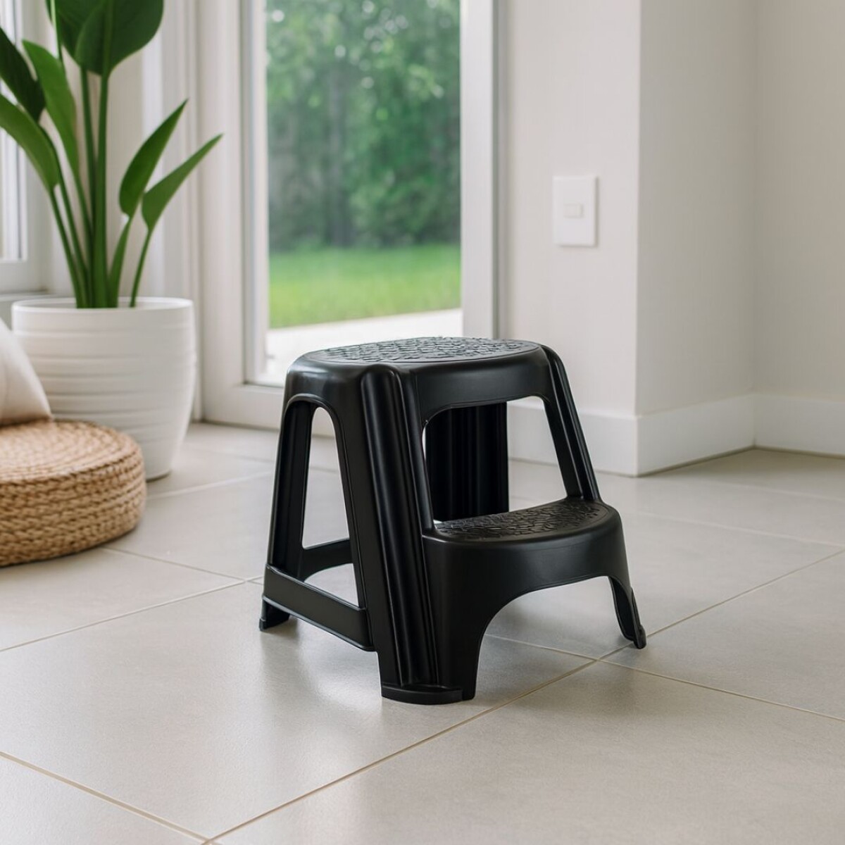 Banqueta Taburete Escalera de Plastico 2 Escalones - NEGRO 