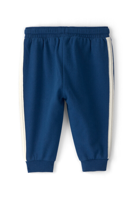 Pant deportivo de algodón, azul con franjas blancas Sin color